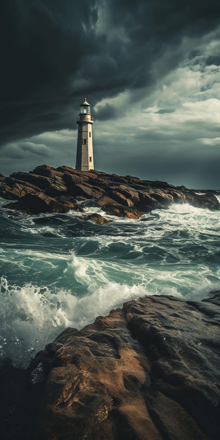 Stormy Ocean Lighthouse: Cinematic Shot