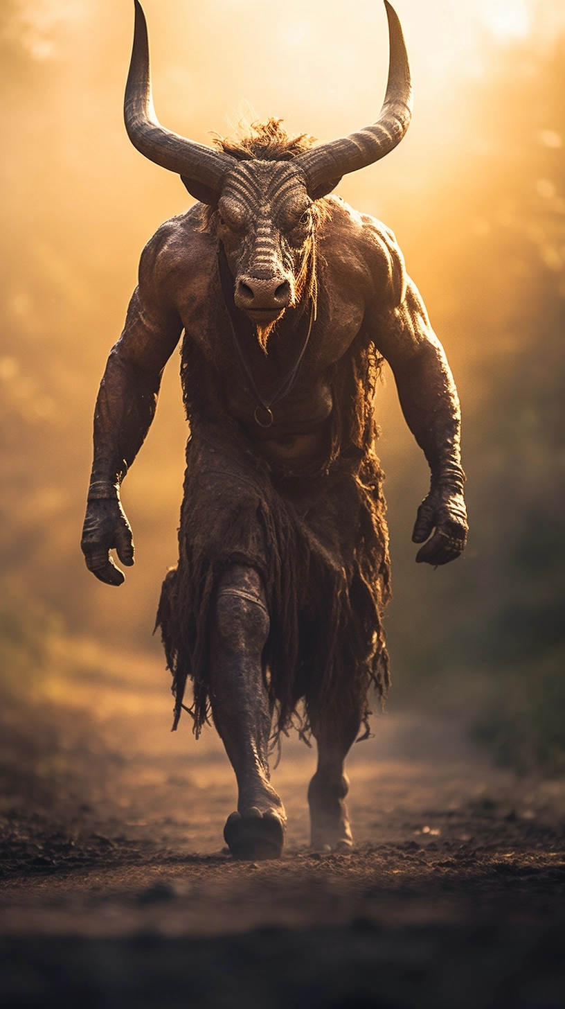 Hyperrealistic Wildlife Photography: Minotaur in Epic Cinematic Scene