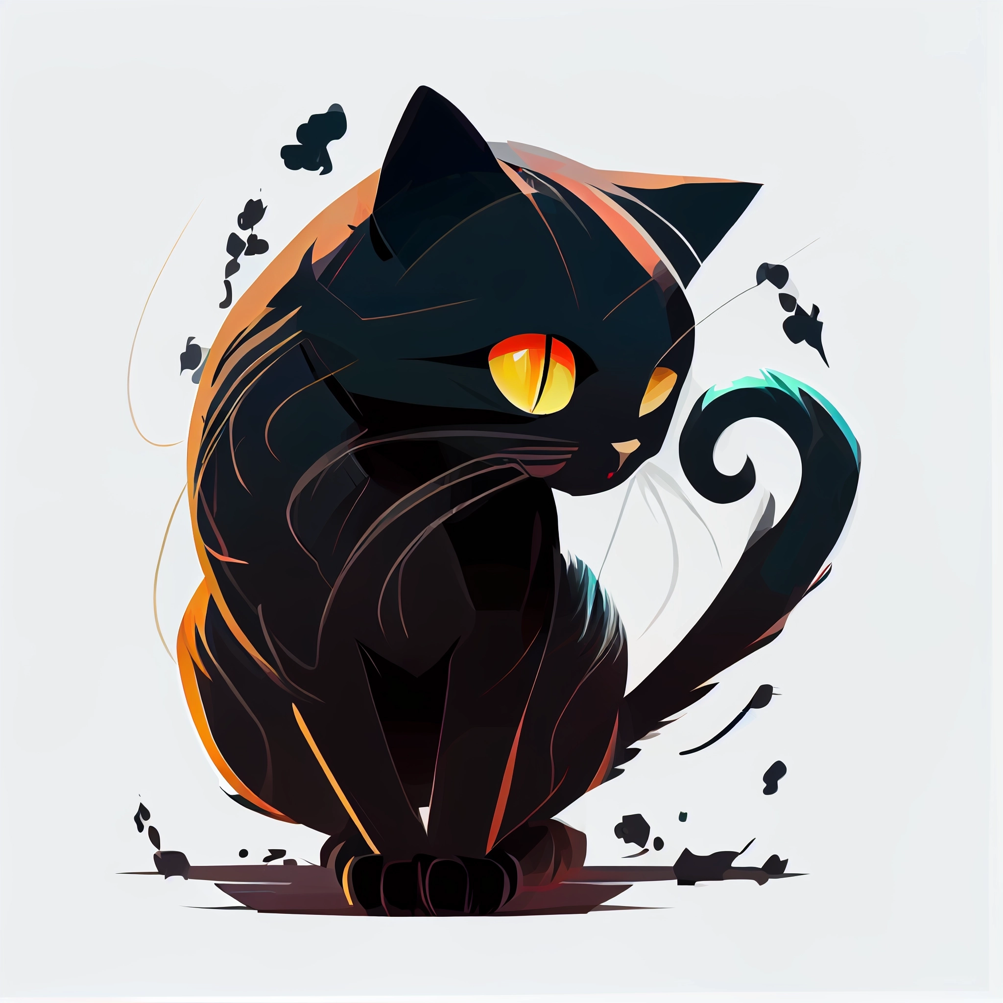 Cute Black Cat Vector Art - Disney, Pixar & Studio Ghibli Fusion