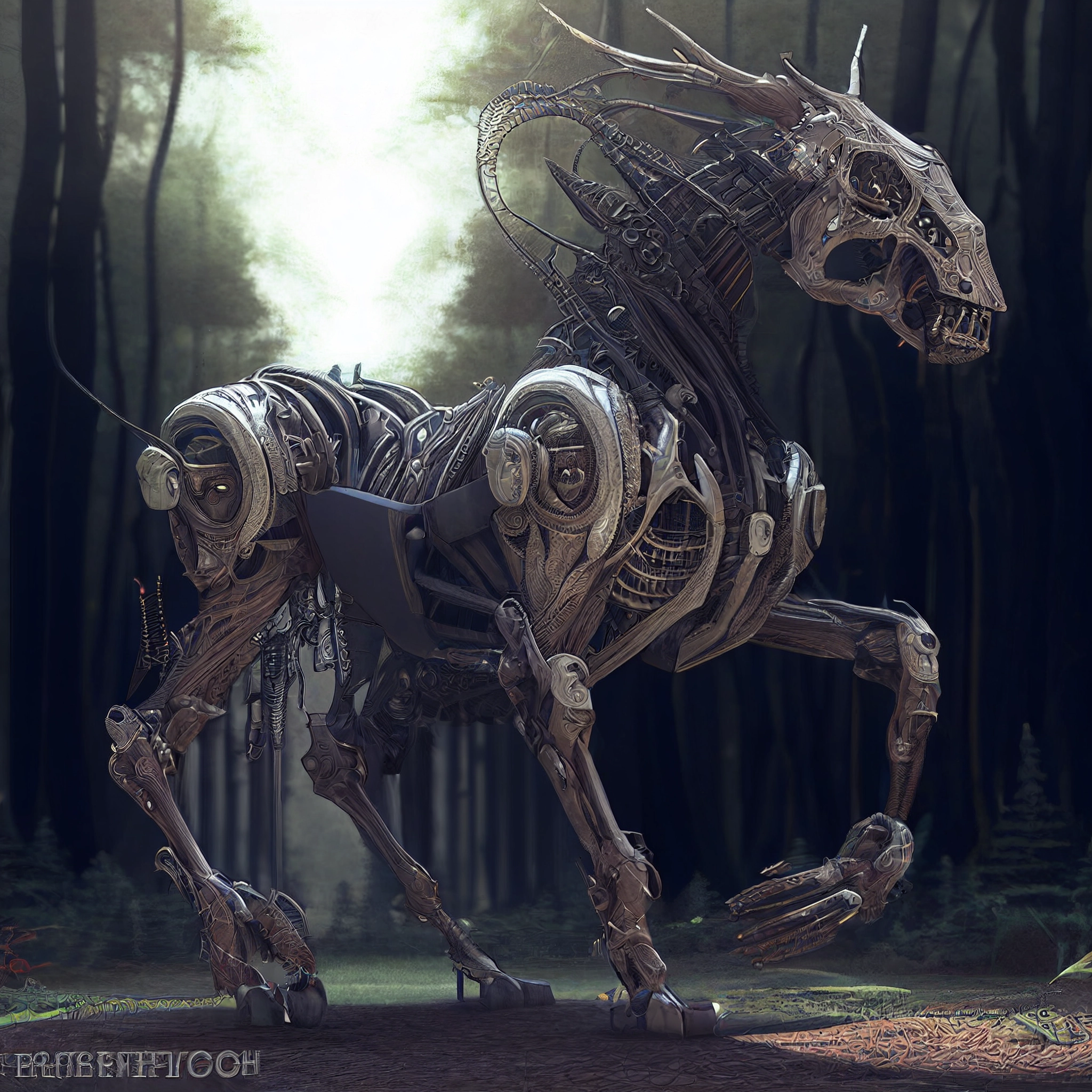 Hyper Realistic Biomechanical Centaur in Post-Apocalyptic Landscape