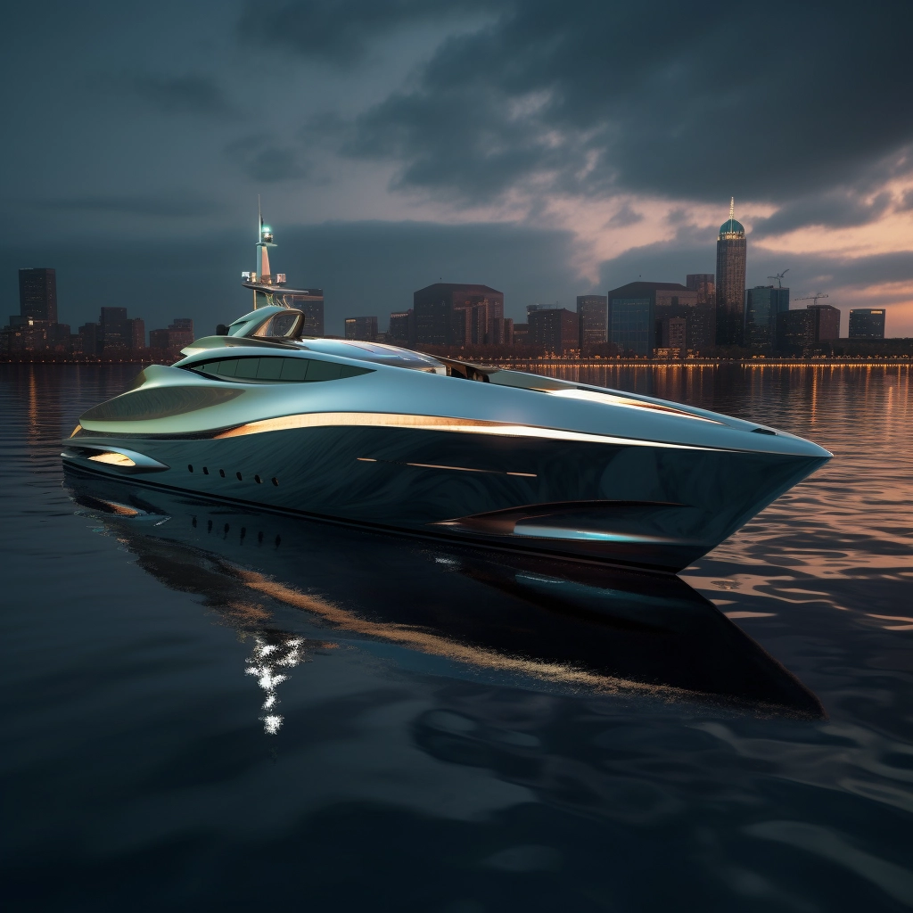 Cityscape Majesty: Motor Yacht in Octane Render