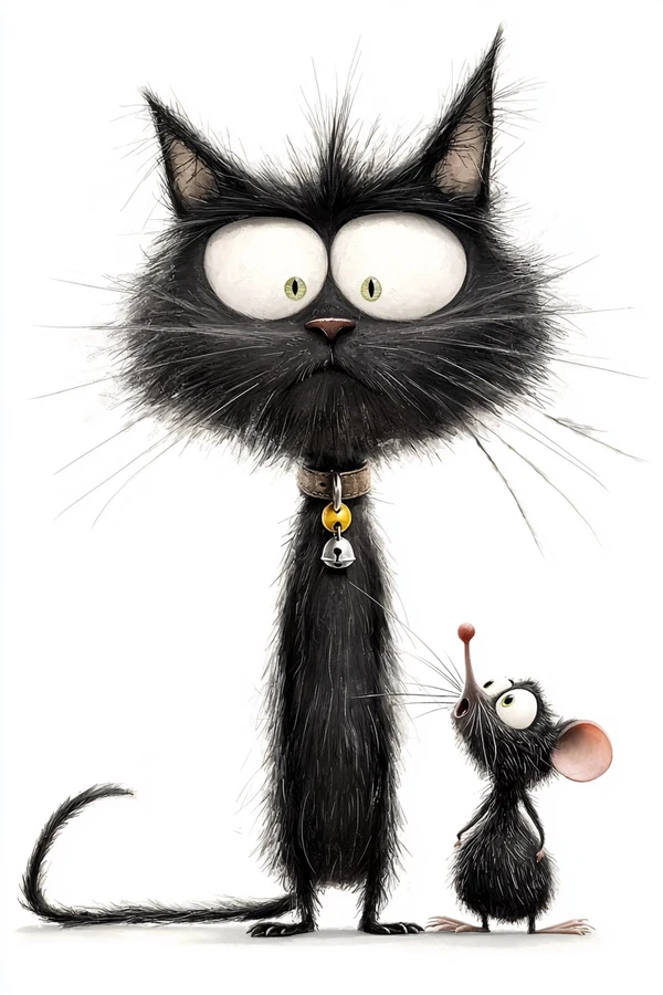 Playful Cat vs. Scared Mouse in 3D Pixar Style