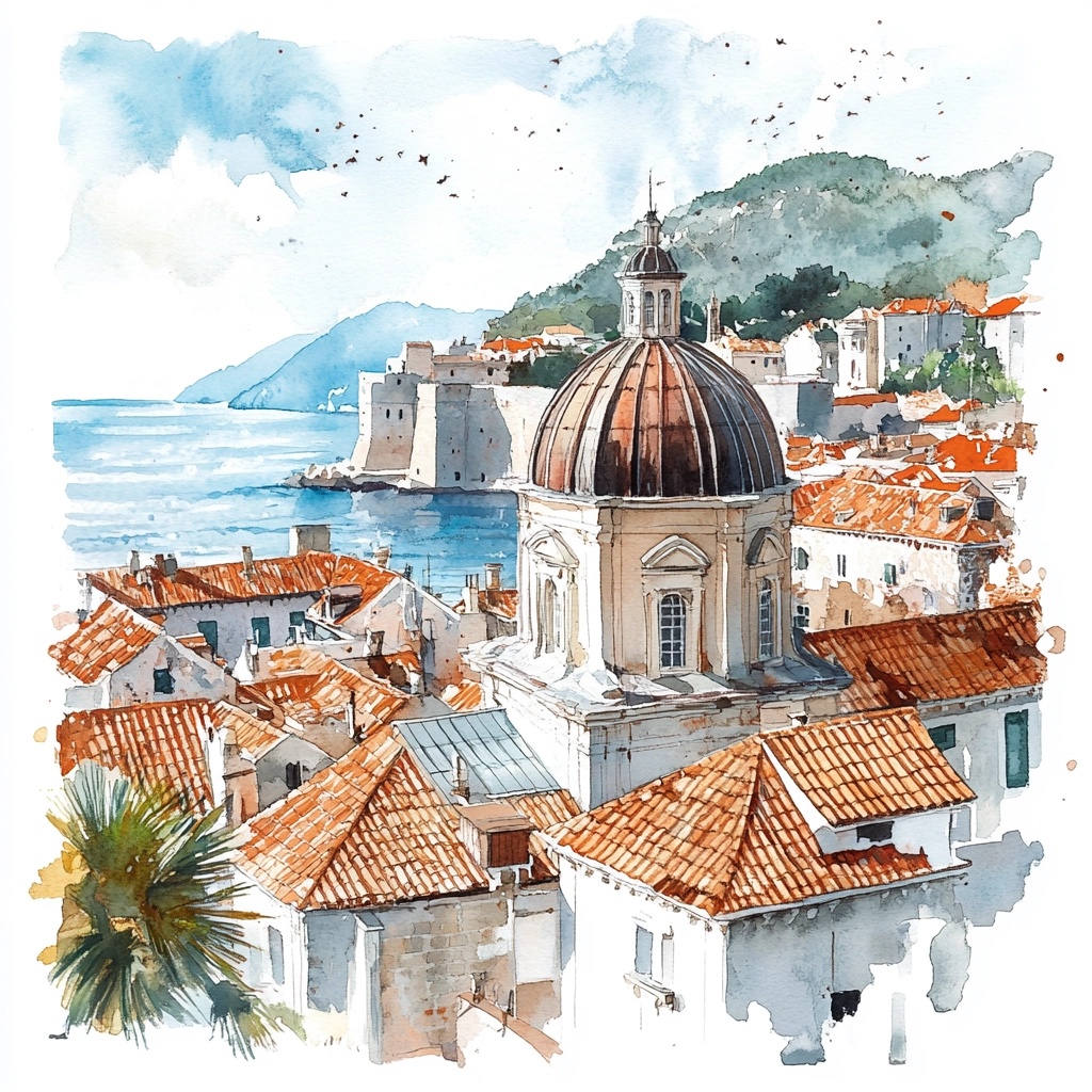 Dubrovnik Watercolour: A Serene Art Experience