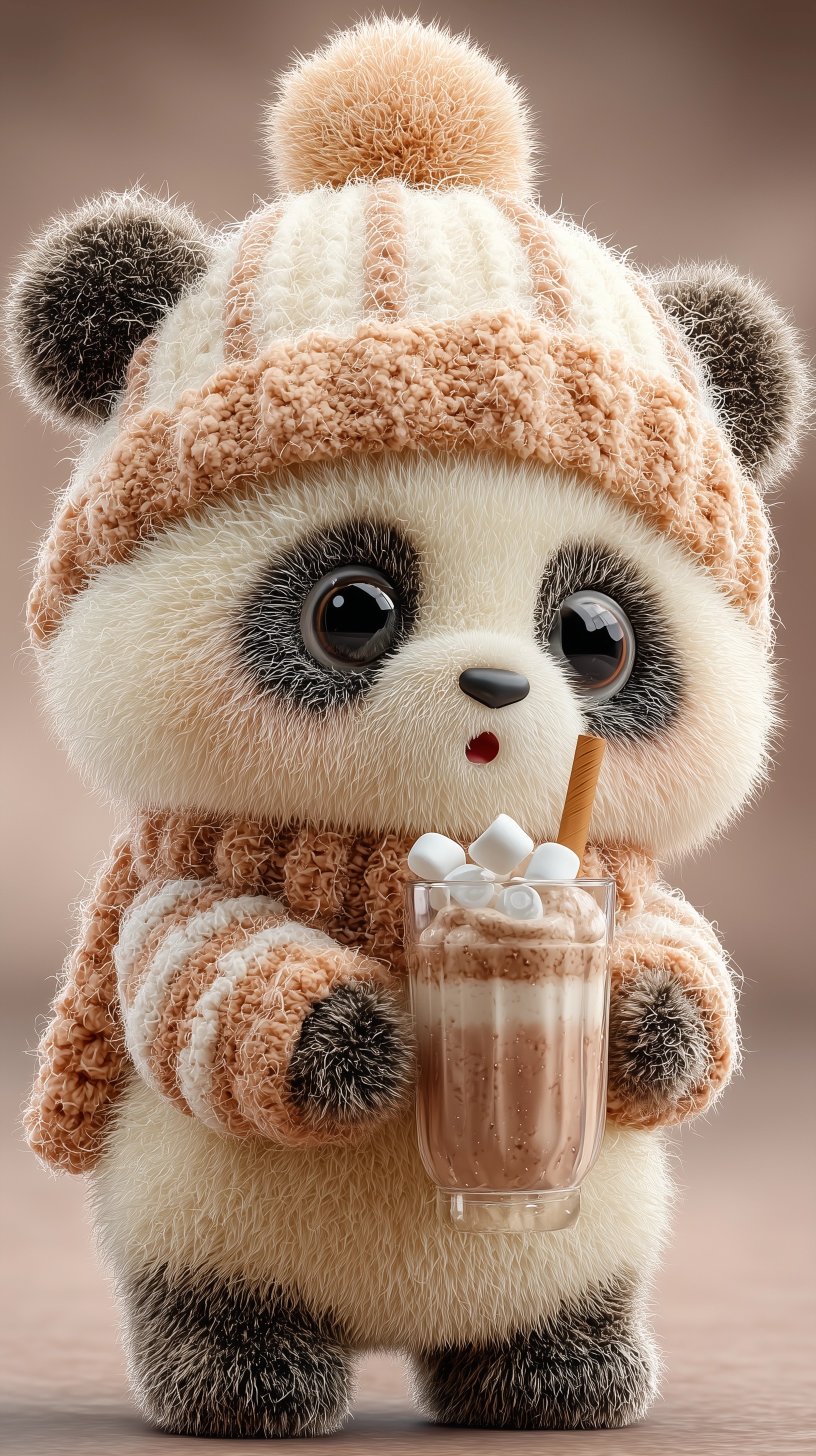 Cozy Panda with Chocolate Shake - Adorable Sticker!