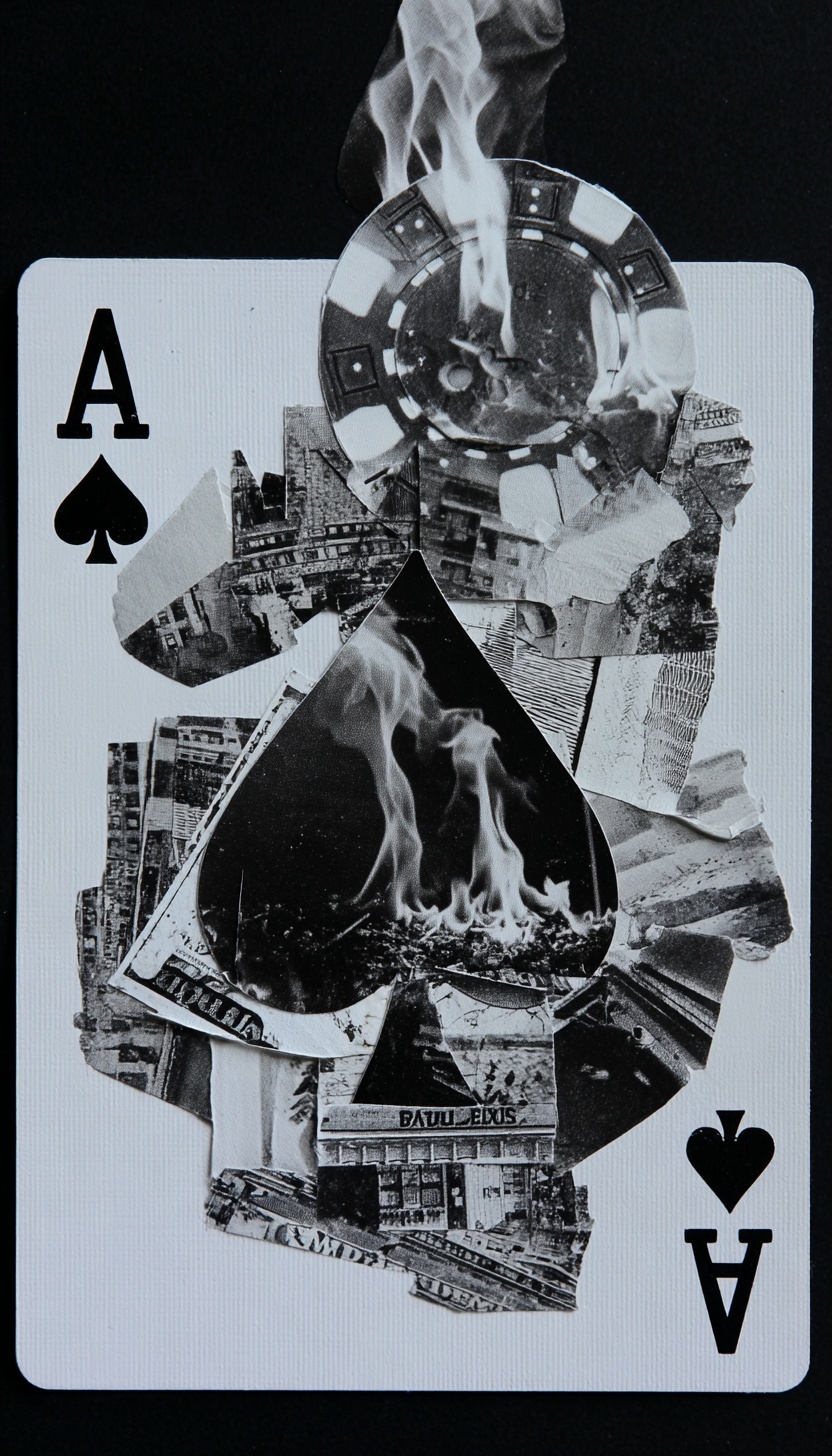 Stunning Black & White Playing Card Collage