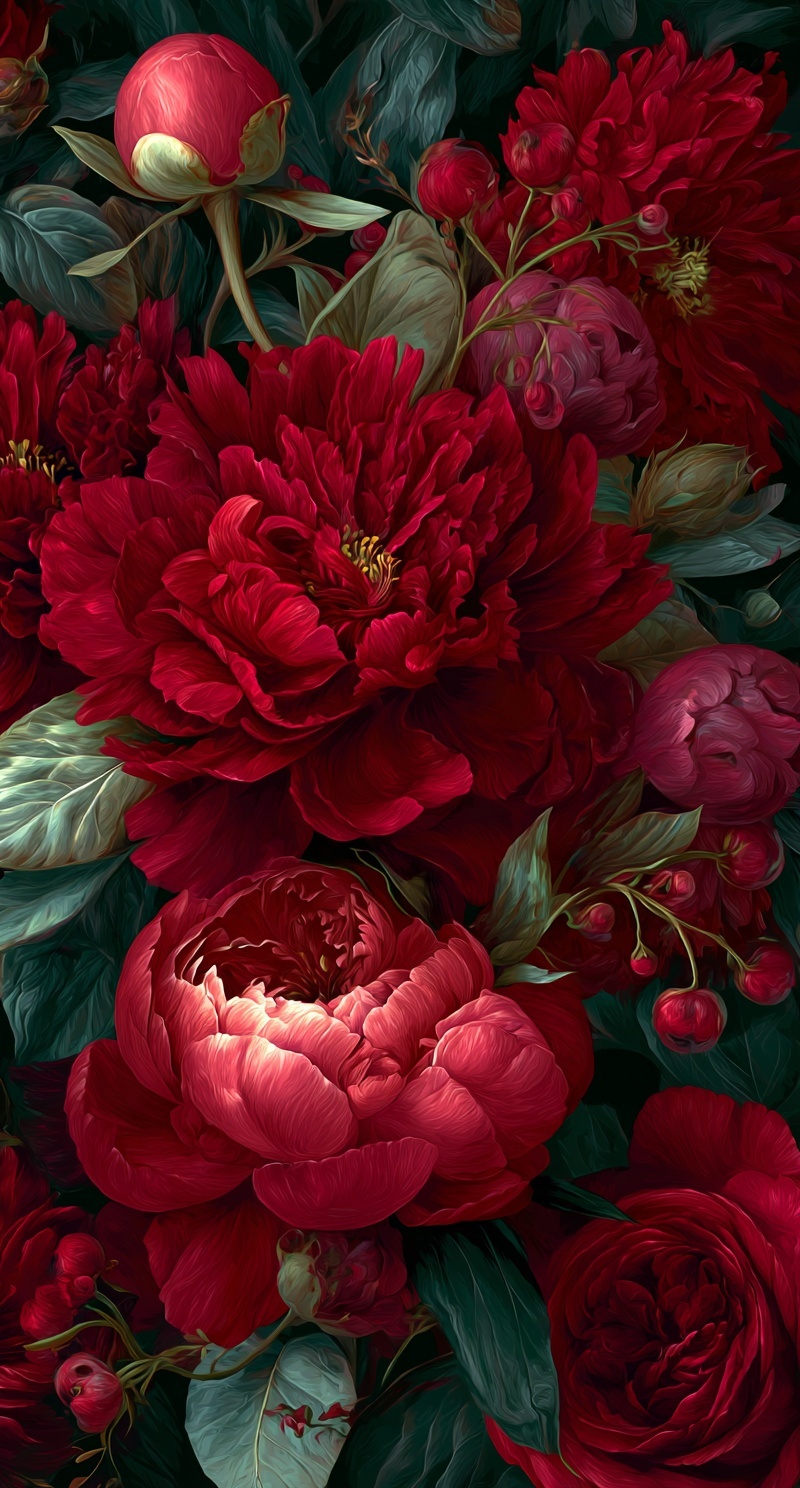 Vibrant Floral Wallpaper: Peonies & Roses Close-Up