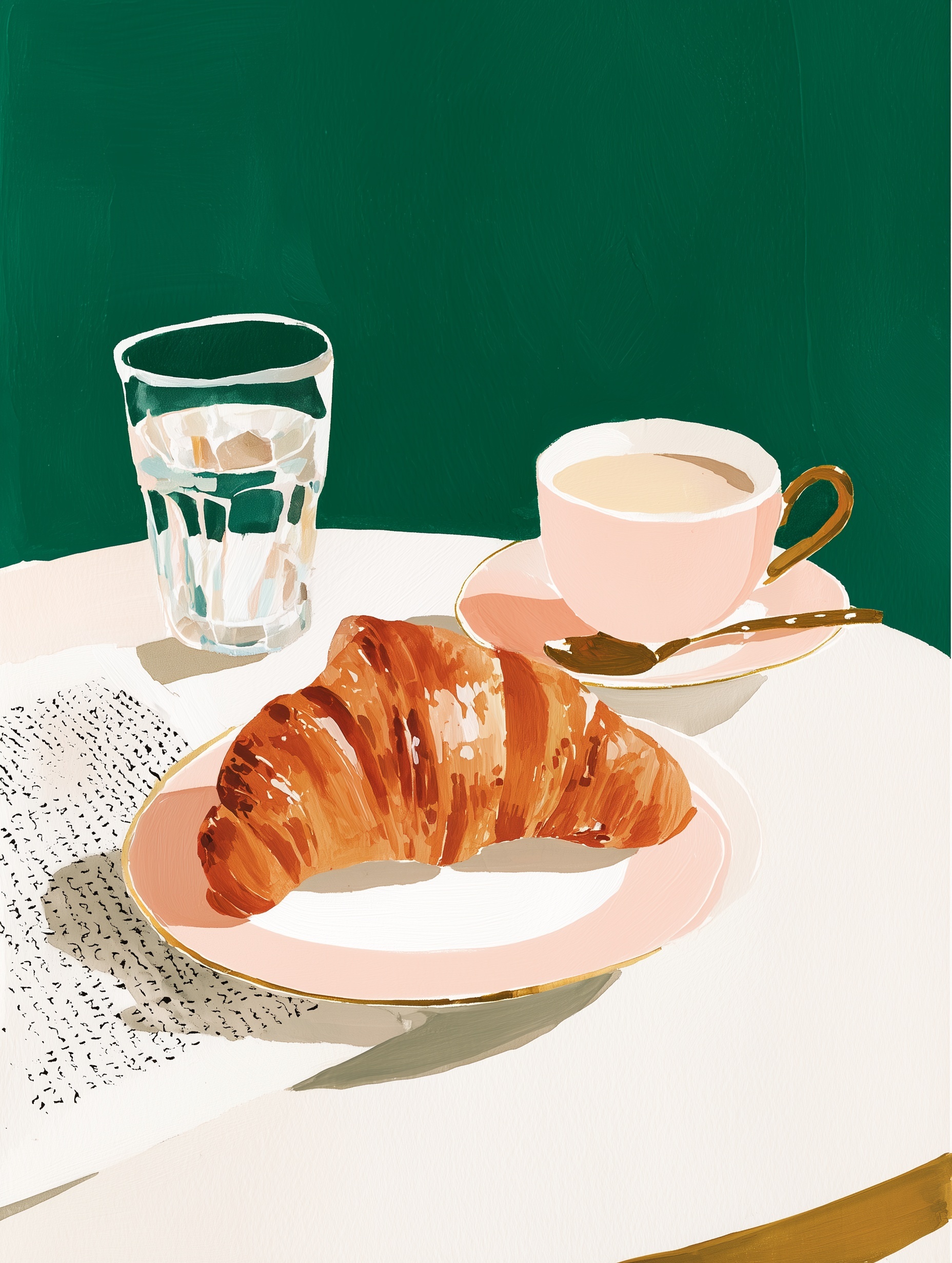 Elegant Croissant Art: A Poetic Still Life