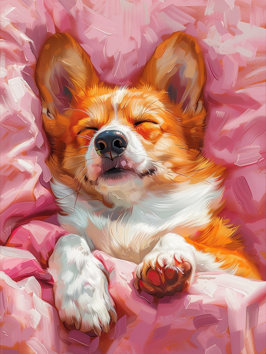 Colorful Corgi: Funny, Cute, and Humorous Sleeping in Bed