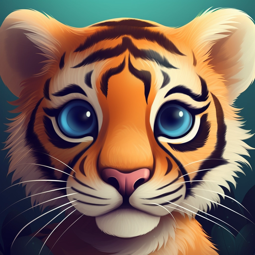 Adorable Baby Tiger Illustration - Symmetrical & Clean