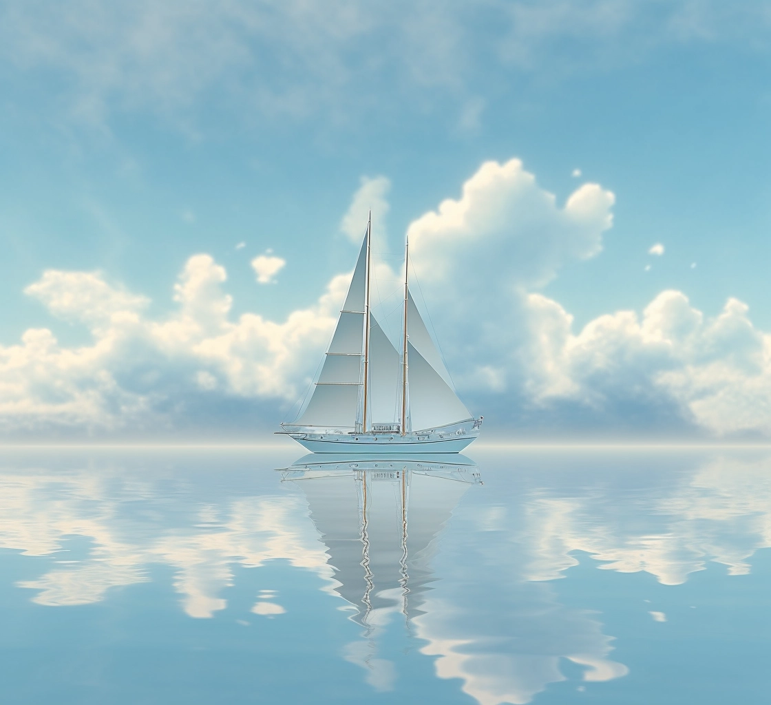 Graceful Sailboat: Dreamlike Realism