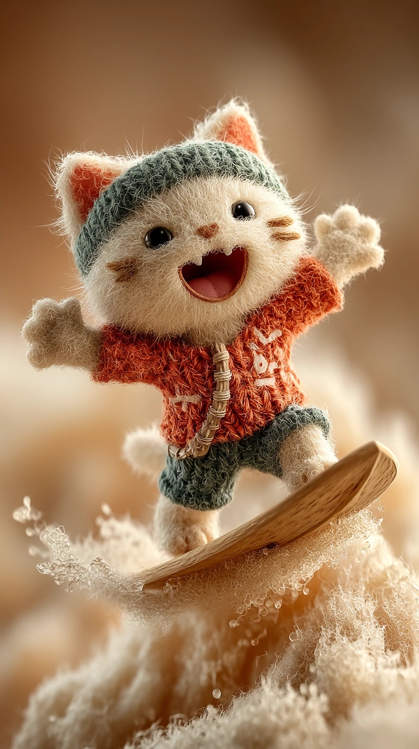 Surfing Kittens: Cartoon Charm in Bright Colors