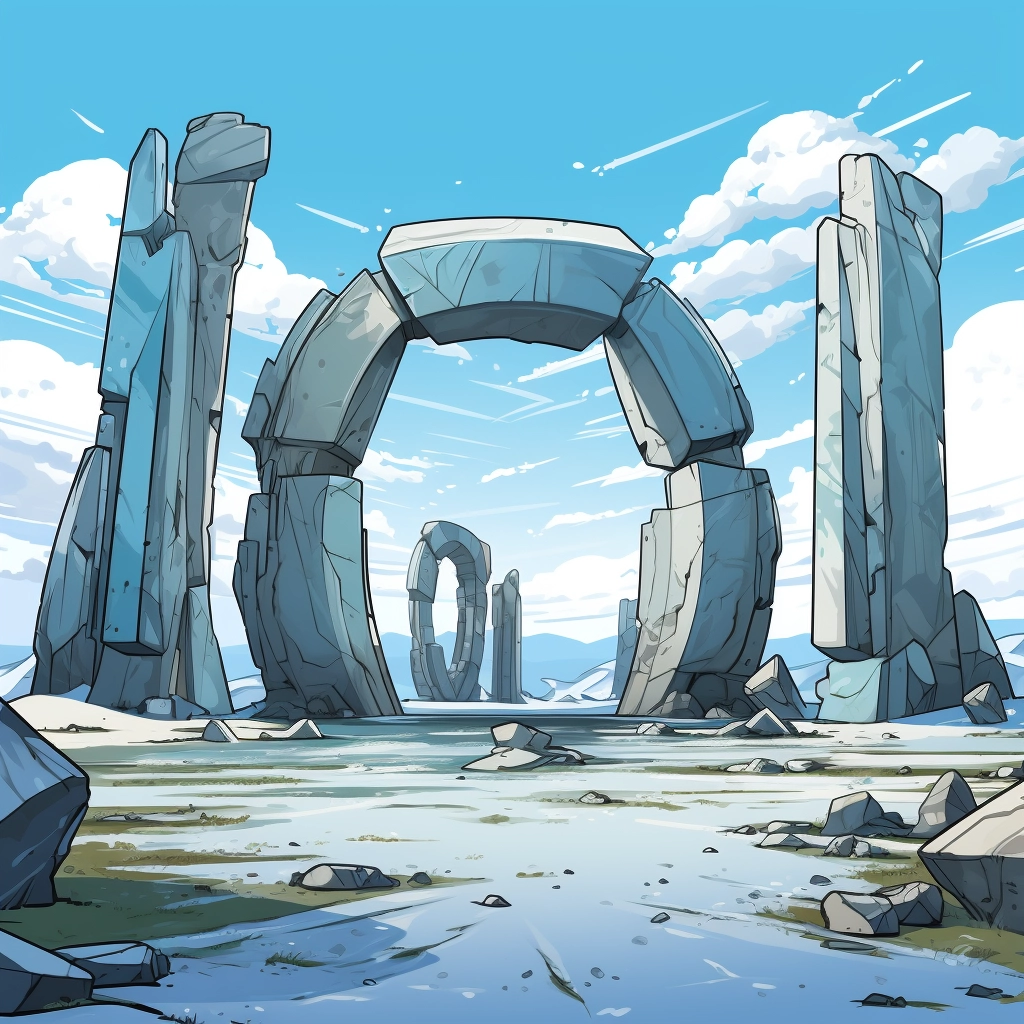 Unveiling Ancient Megaliths in Icy Antarctica: Retro-Futuristic Comic-Book Marvel