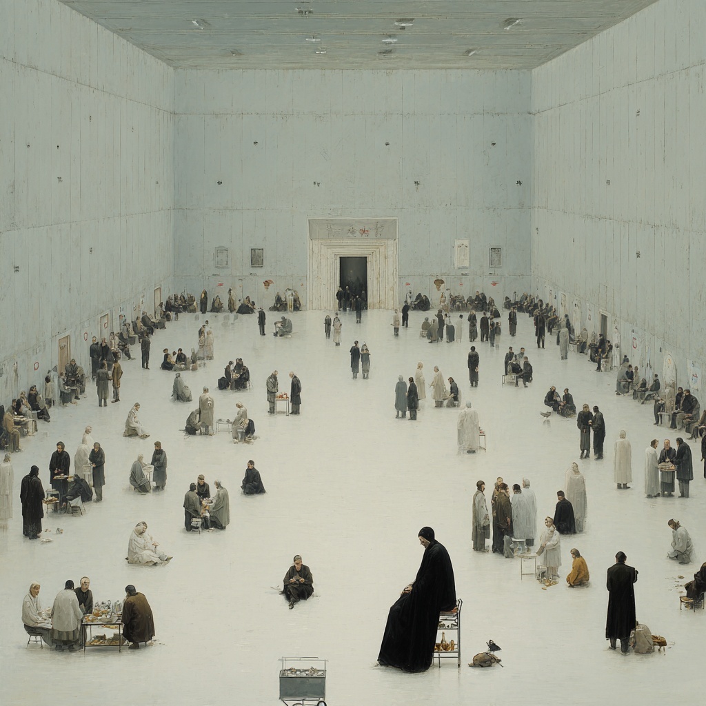 Expansive Underground Room: A Surreal Encounter