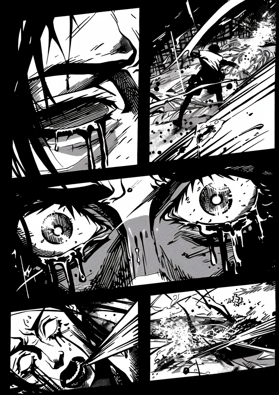 Dramatic Black & White Comic of Eyes Being Ripped Out