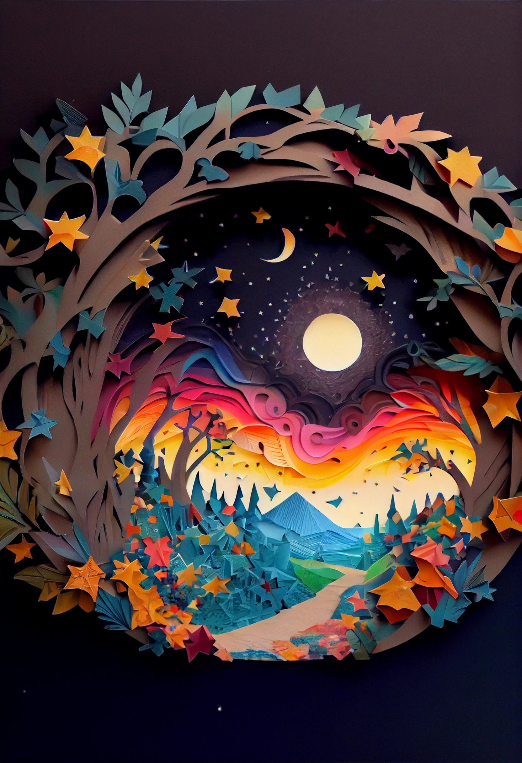 Colorful Paper Cut Craft with Stars & Planets