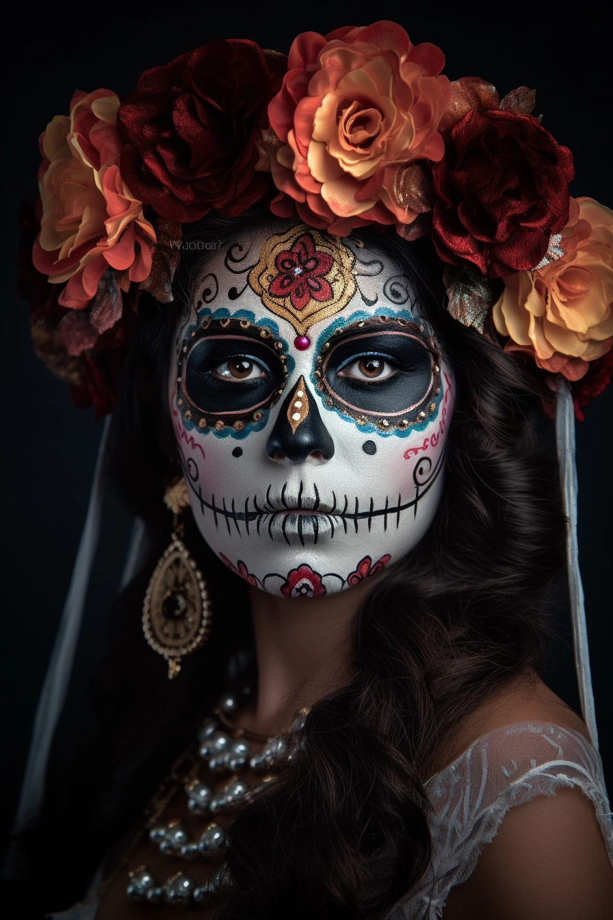 Intricate Dia de los Muertos Makeup with Studio Lighting