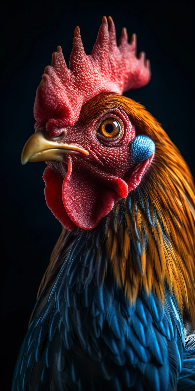 Colorful Rooster Portrait: Stunning Detail & Vibrant Colors