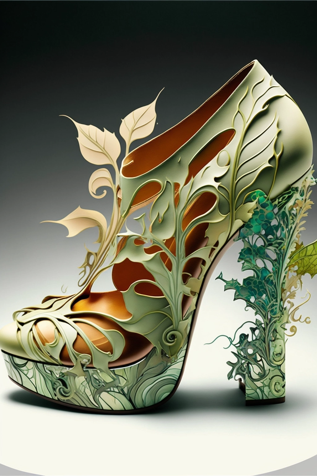 Leafy Heeled Shoes - Manga Style