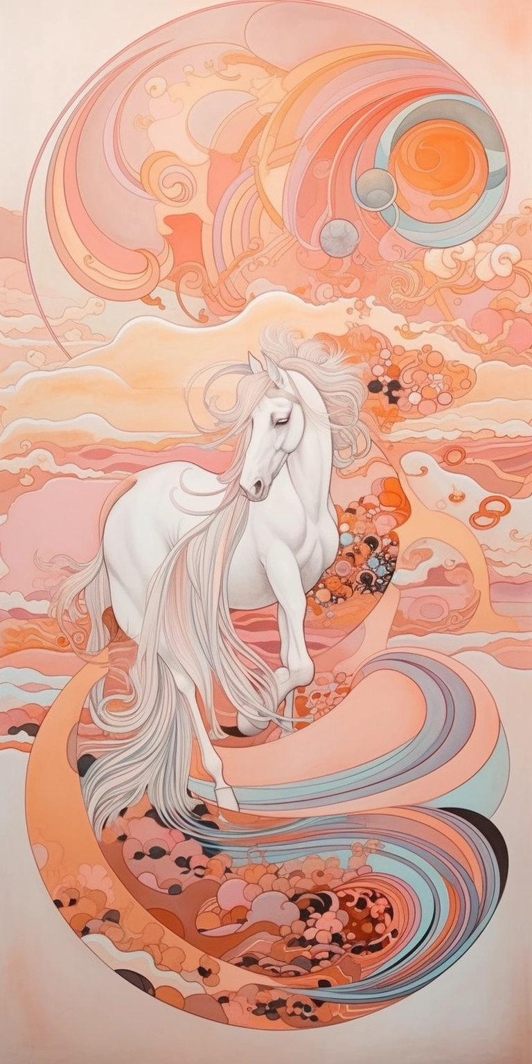 Swirling Cosmos Horse Poster - Vibrant Metallic Oils