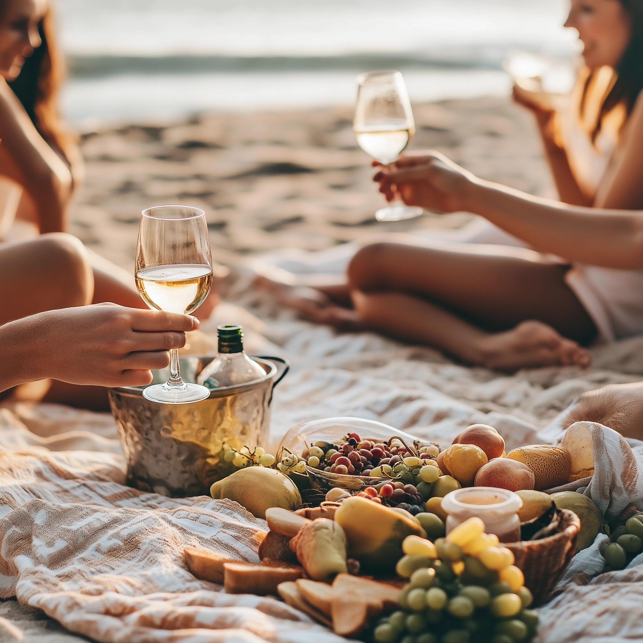 Unwind at the Beach: Wine, Friends, and Sunsets