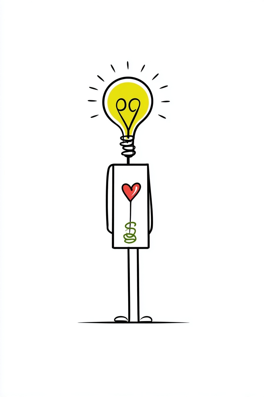 Minimalist Line Art: Light Bulb & Heart Design