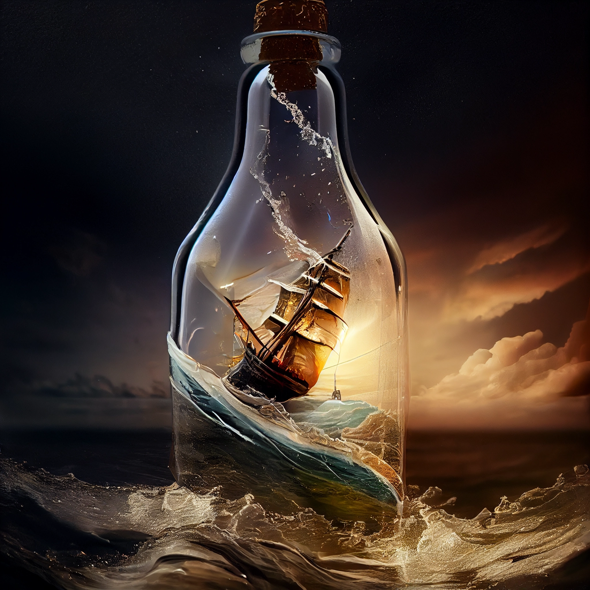 Stormy Ship in a Bottle: Electrifying Photography