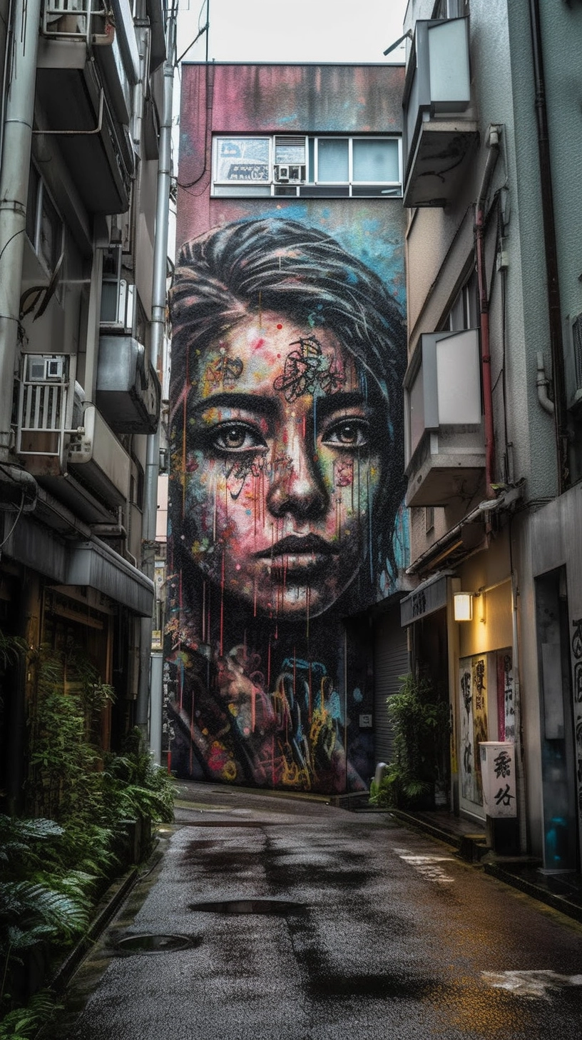 Jazz-inspired Graffiti Portrait with Japanese Minimalism