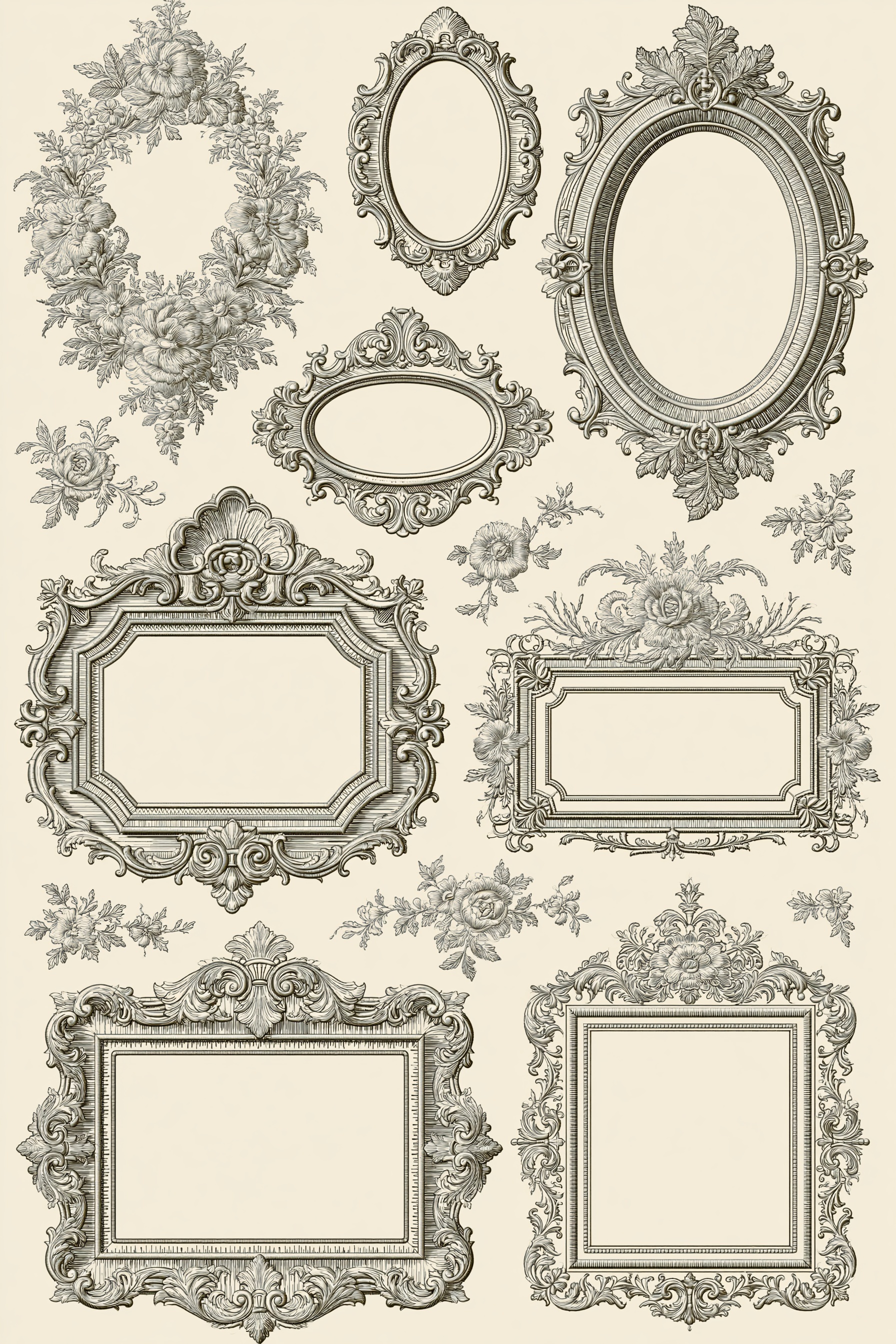 Elegant Monogram Frames & Decorative Labels Set