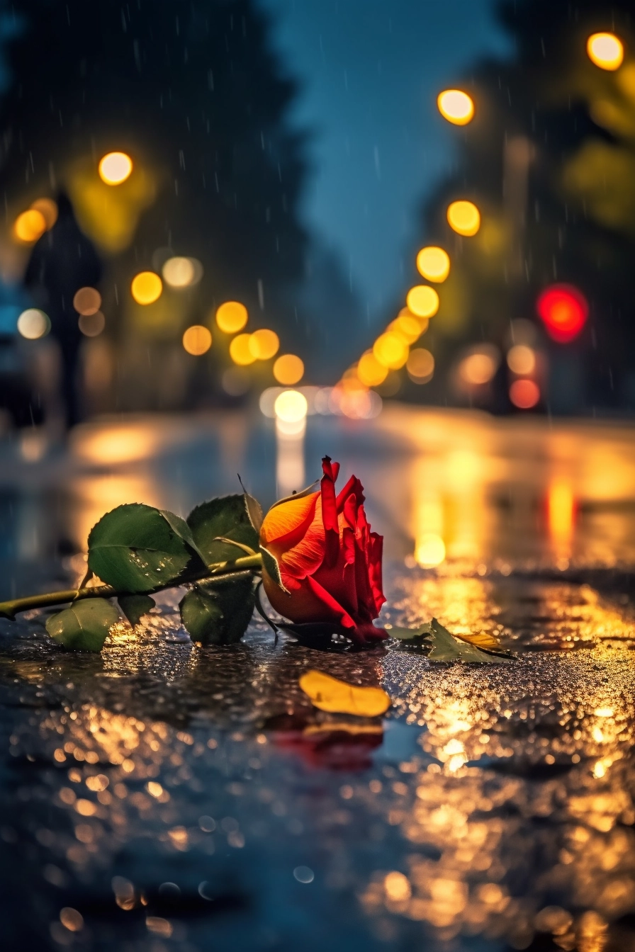 Lonely Night Rain: A Professional 24K Wide-Angle Photography