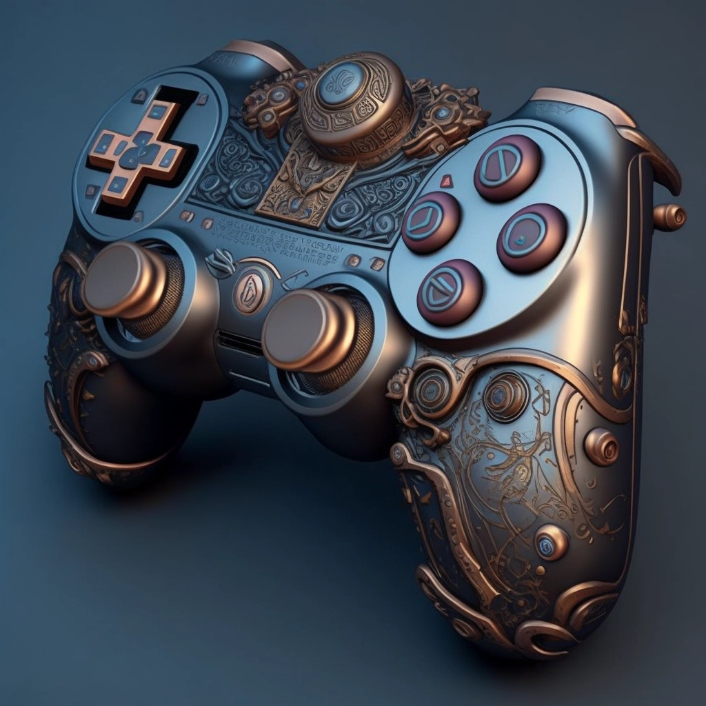 Realistic Steampunk Metal Gamepad - Detailed Design