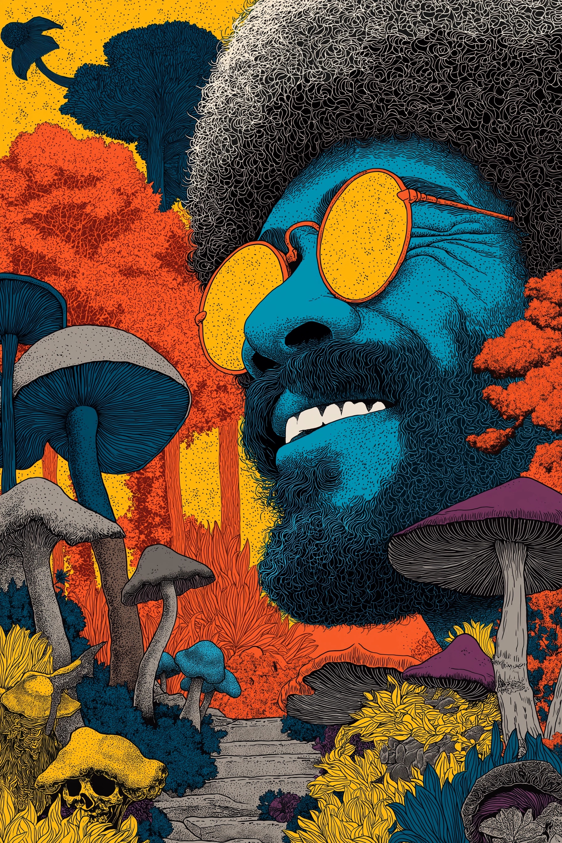 Trippy Bob Ross Blacklight Poster for Art Lovers