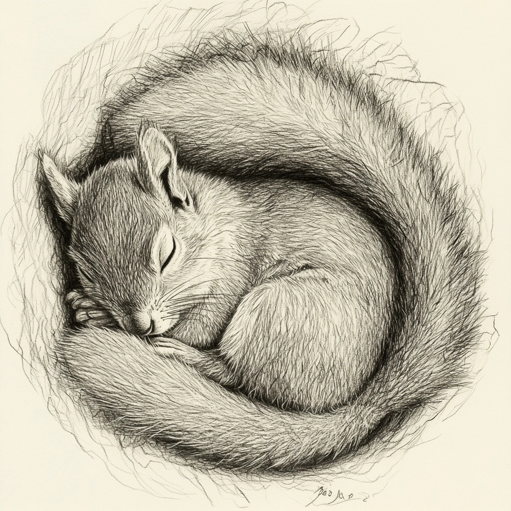 Serene Eastern Fox Squirrel in Pencil Art