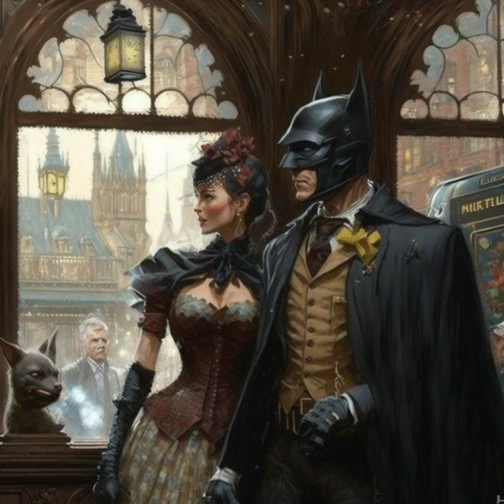 Victorian Gotham: Batman & Catwoman Portrait