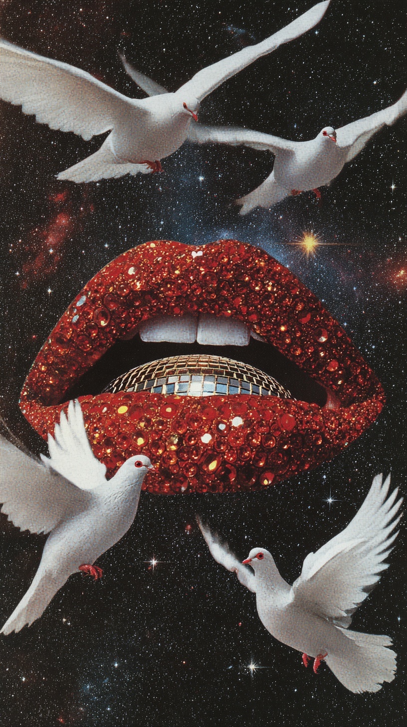 Cosmic Gem Lips & Mirror Doves: 1970s Surreal Art