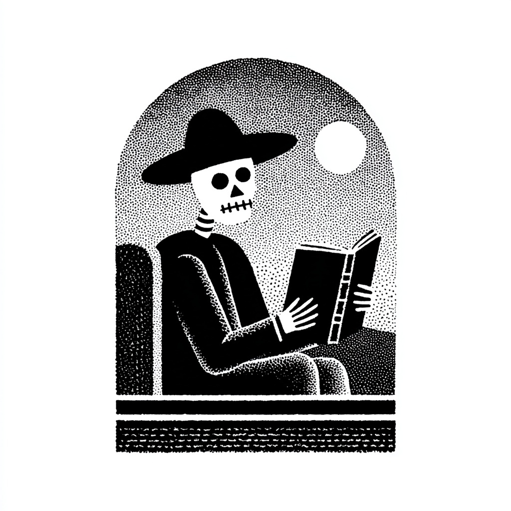 Skeleton Cowboy Logo: Unique Linocut Design