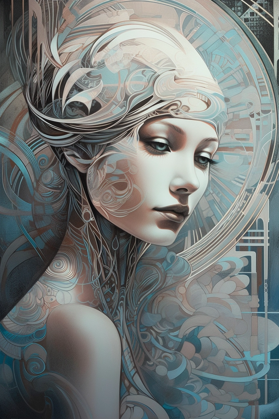 Futuristic Art Deco Woman: Delicate & Detailed