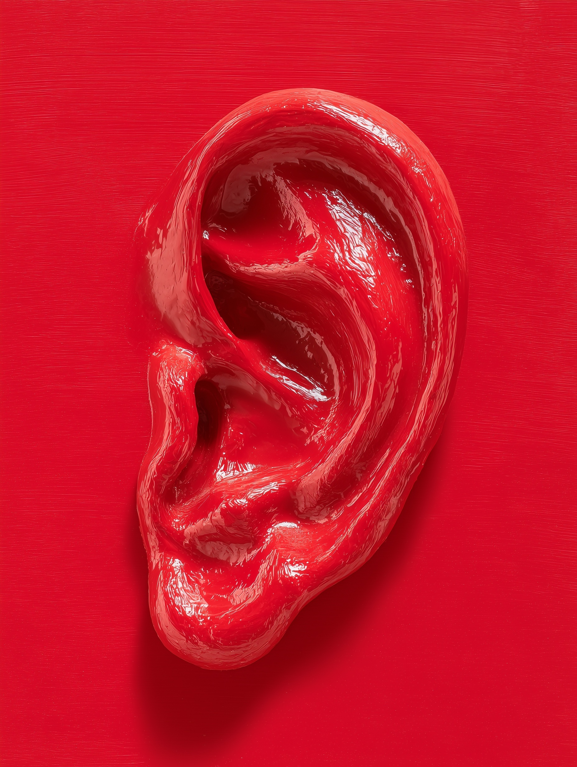 Elegant Glossy Red Clay Ear Art Piece
