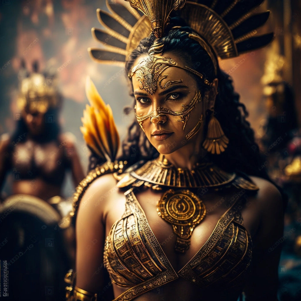 Hyper Realistic Cinematic Photography of Greek-Aztec Fantasy Culture