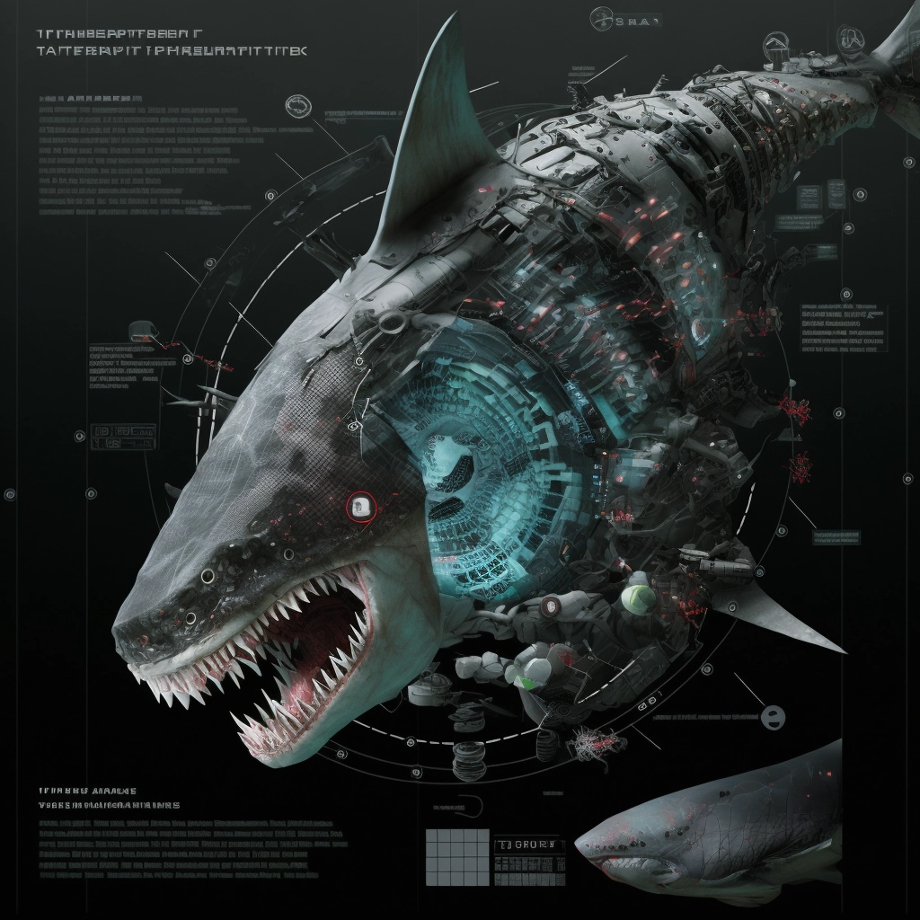 Cyberpunk Megalodon: Exploded Infographic