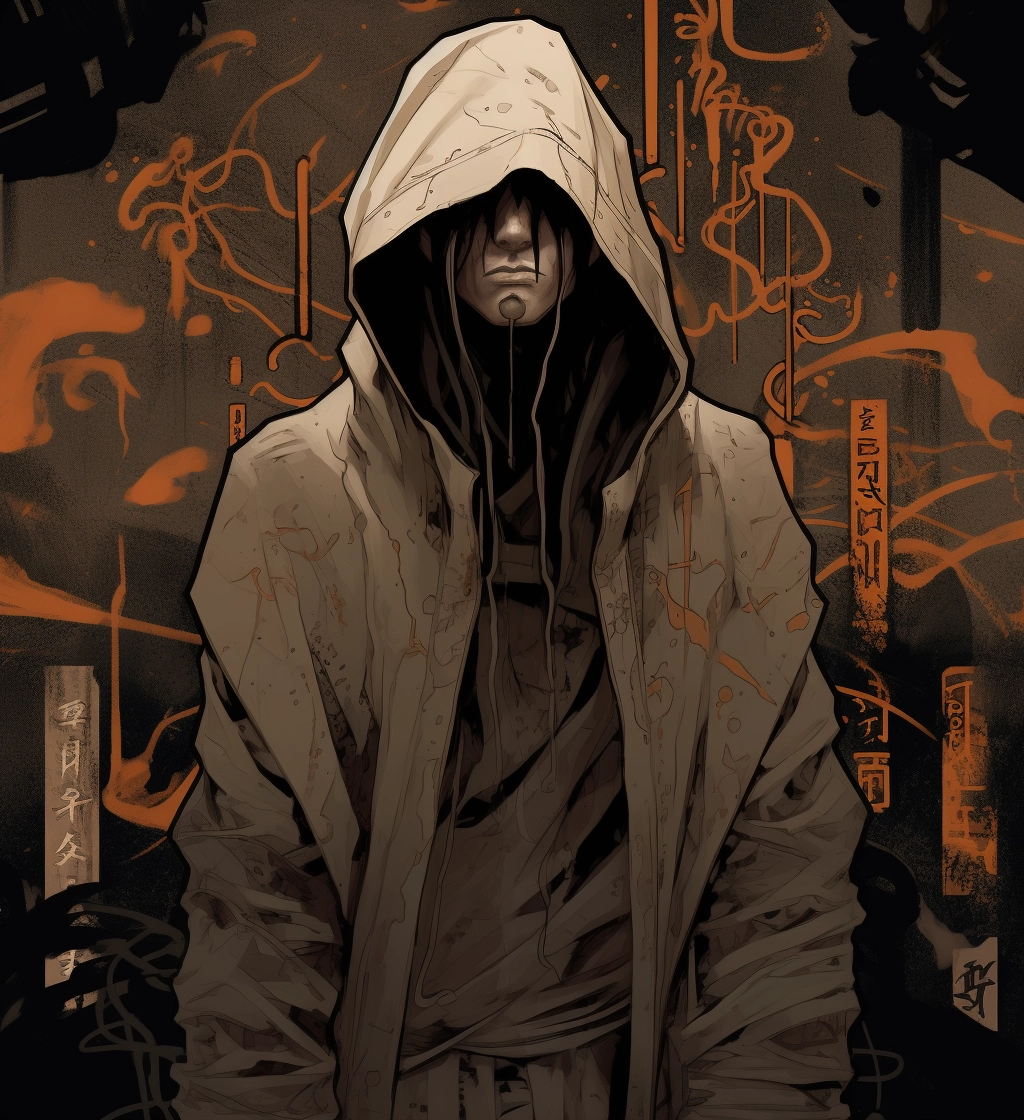 Dark Cyberpunk Hoodie: Mysterious Animecore Art