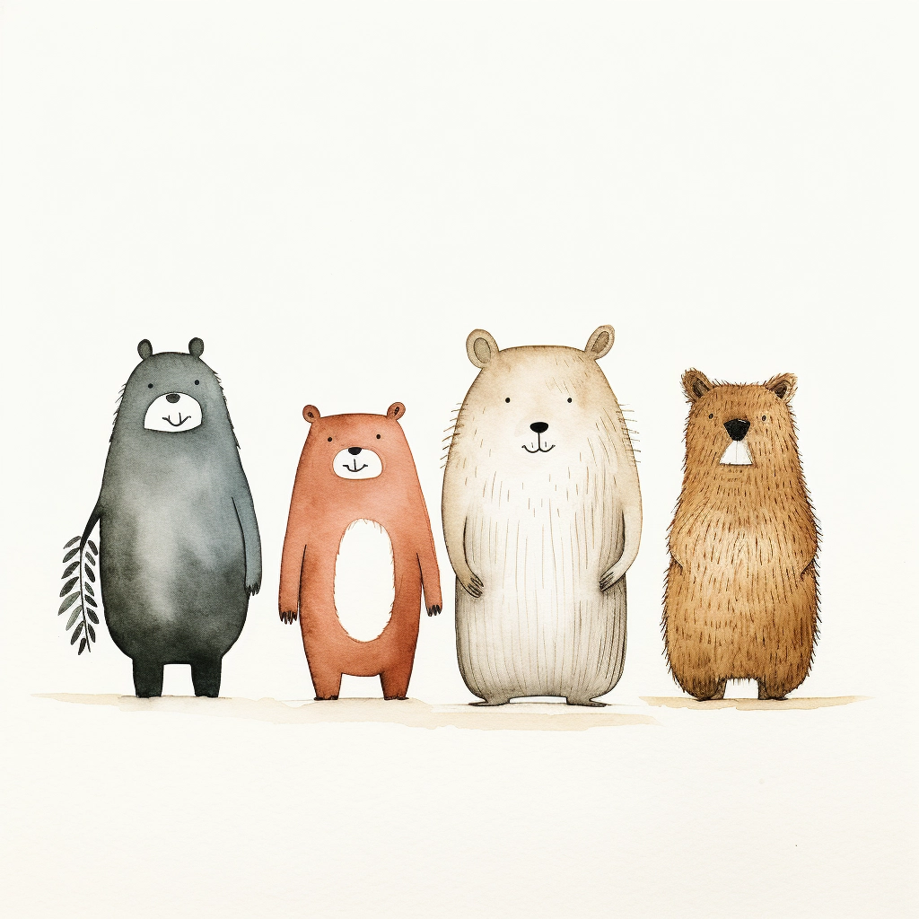 Whimsical Animal Friends: Flat Illustrations in Jon Klassen Style