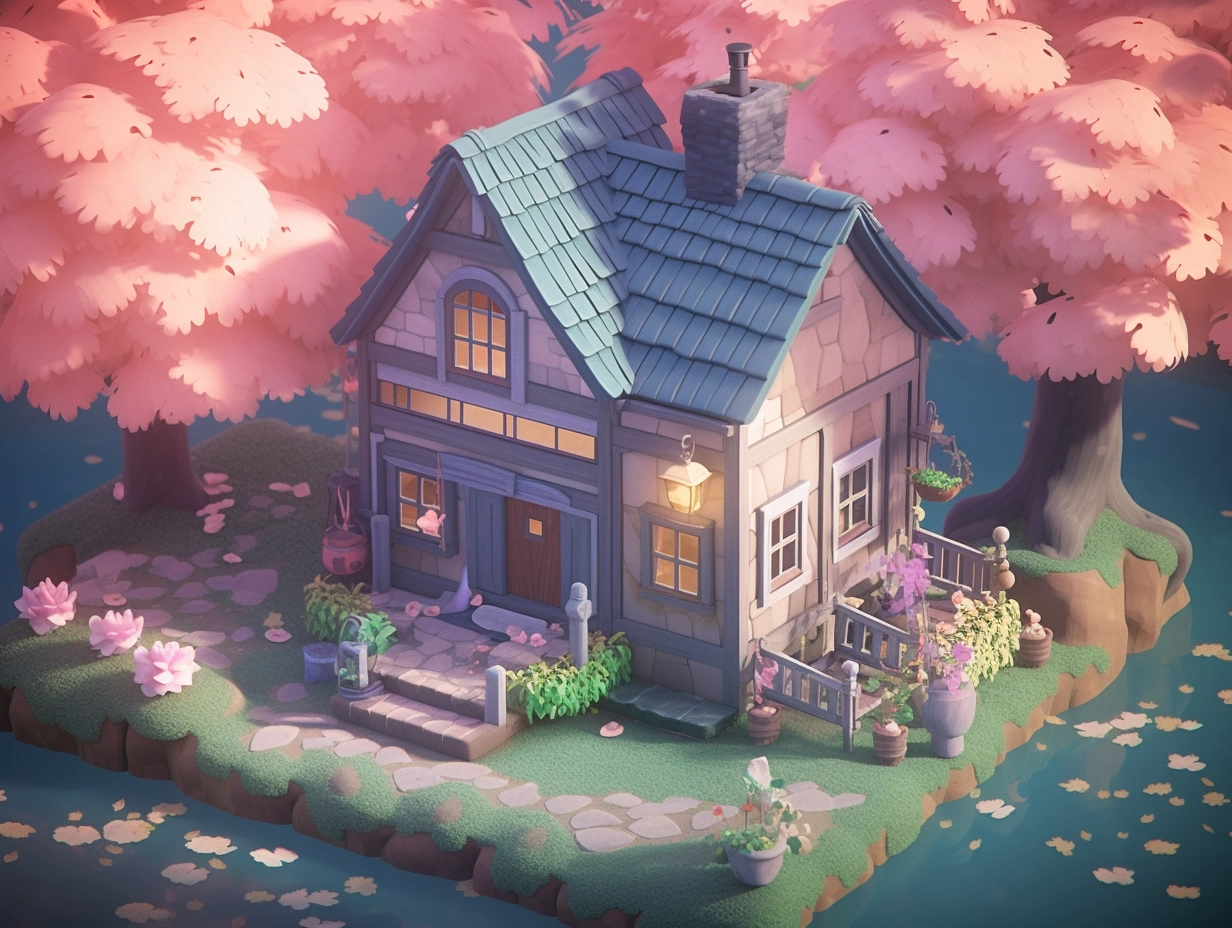 Realistic Animal Crossing Homes with Ethereal Trees