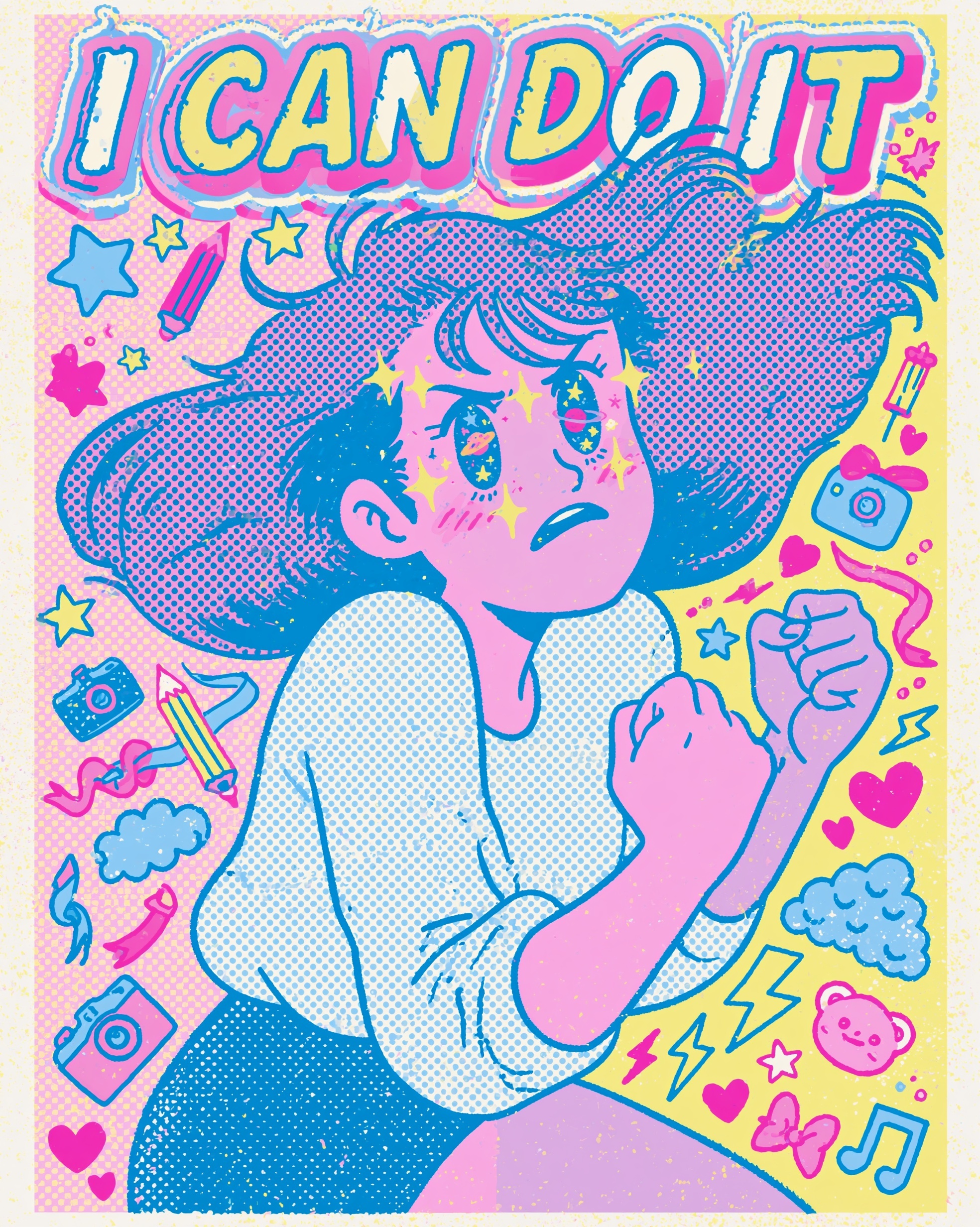 Playful 1980s Retro Pop Art Illustration