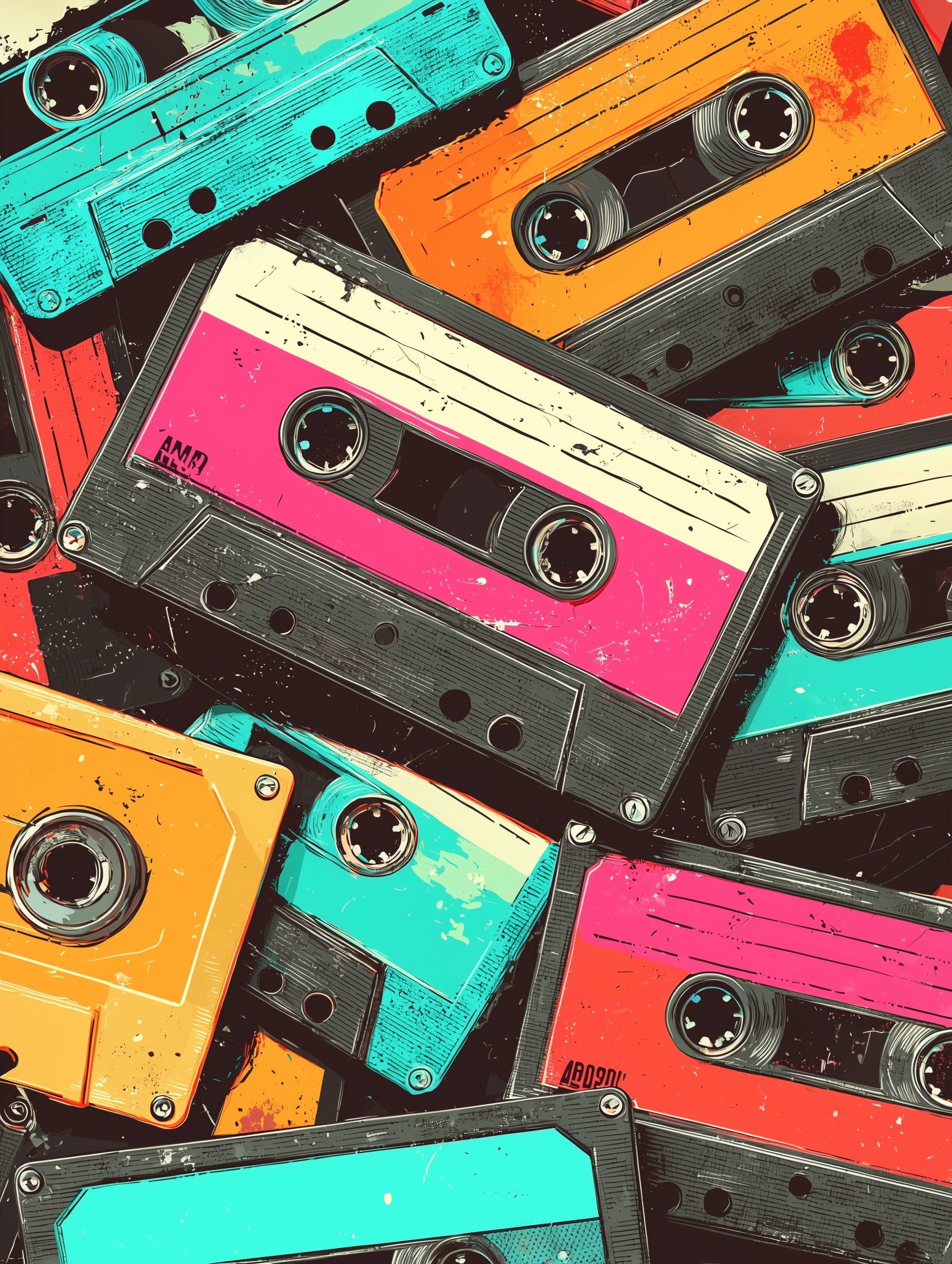 Vintage Cassette Tapes: Retro 80s Graphic Design
