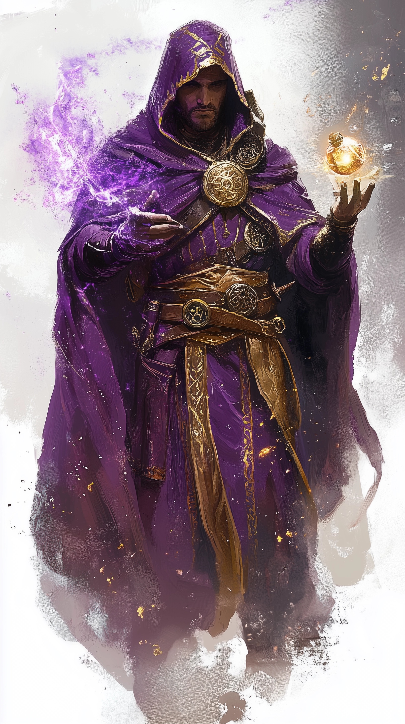 Enchanting Mage in Purple Gold: Alchemy Awaits!