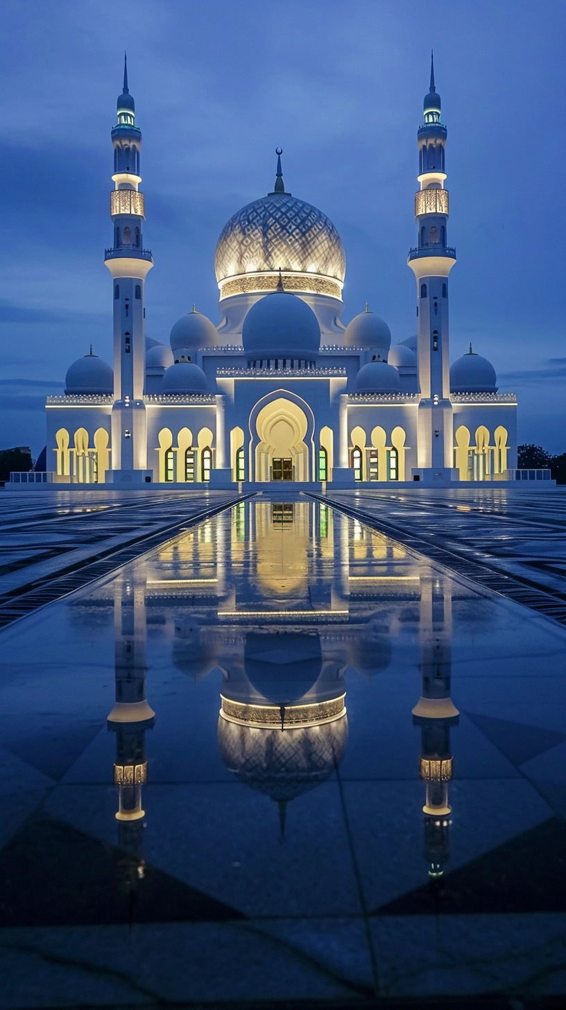 Captivating Nightscapes: Modern Aesthetic Mosque Shines • PromptDen