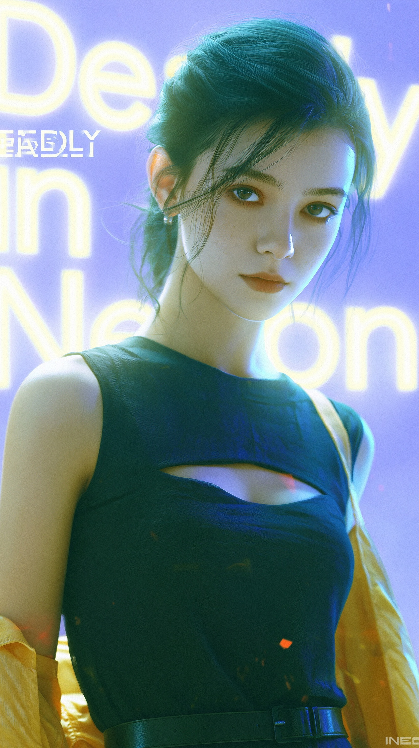 Deadly in Neon: A Cinematic Femme Fatale