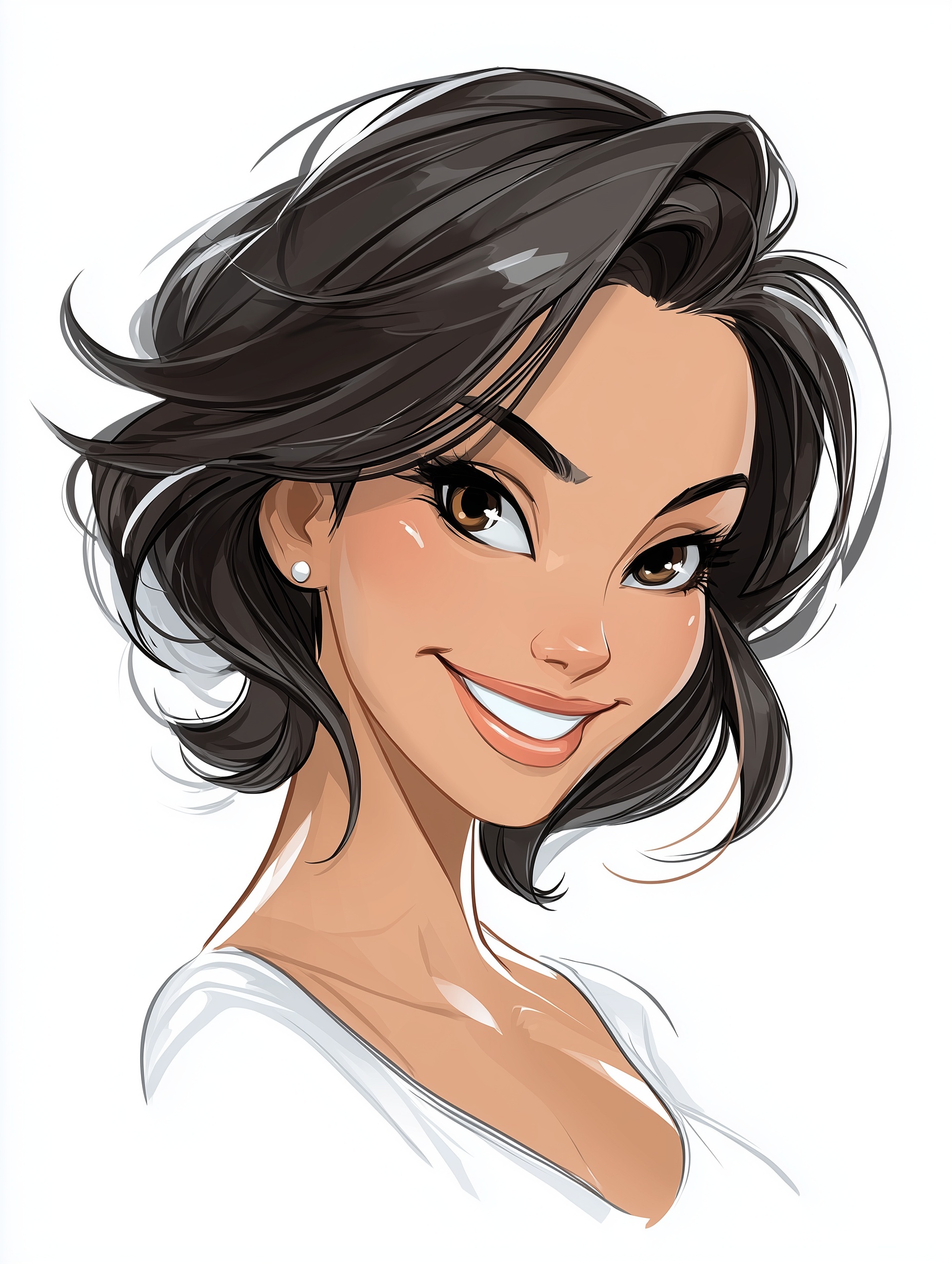 Charming Curvy Cartoon Woman in Fantasy Art