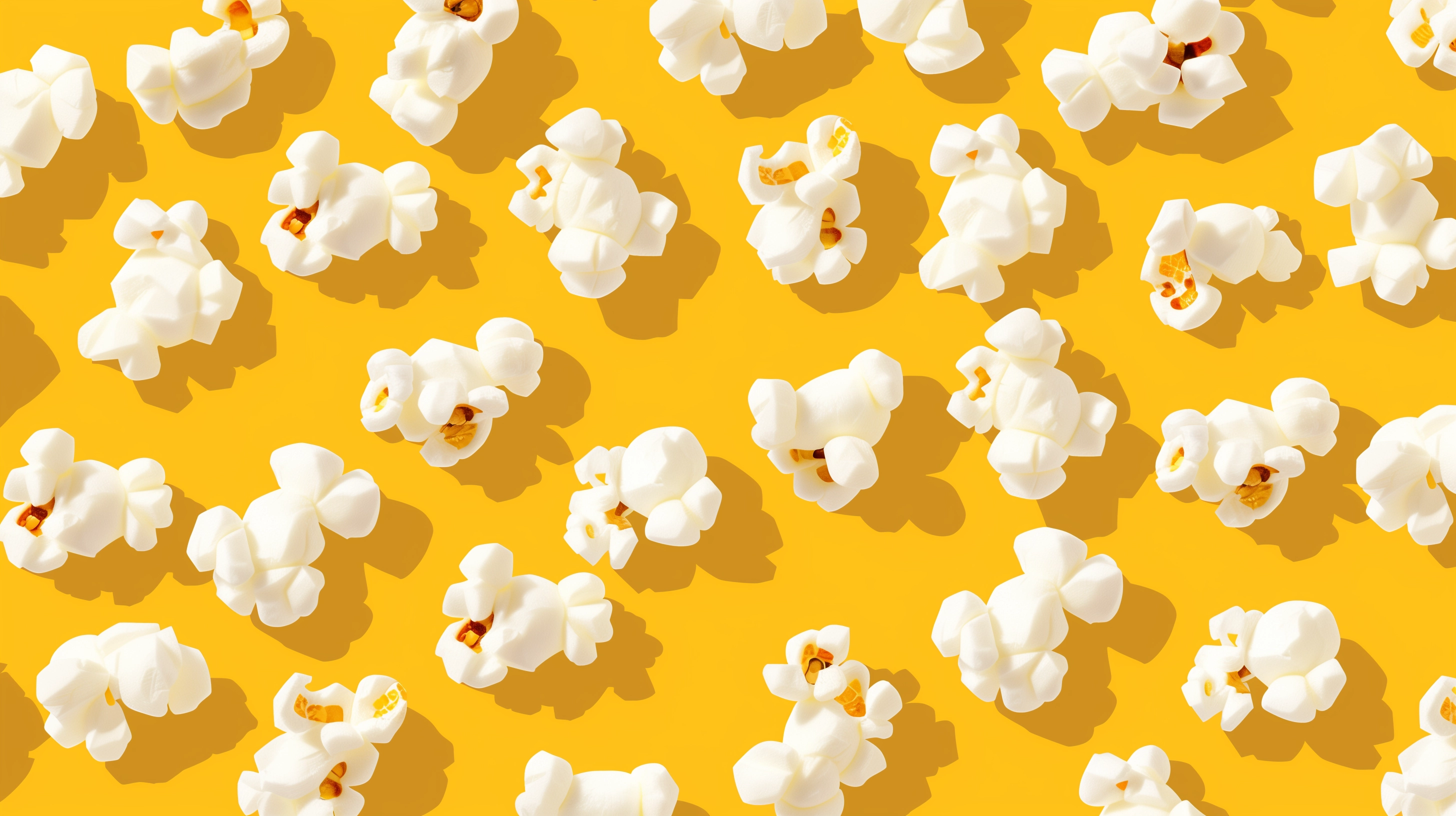 Iconographic Popcorn: Bold Flat Design in Yellow & White