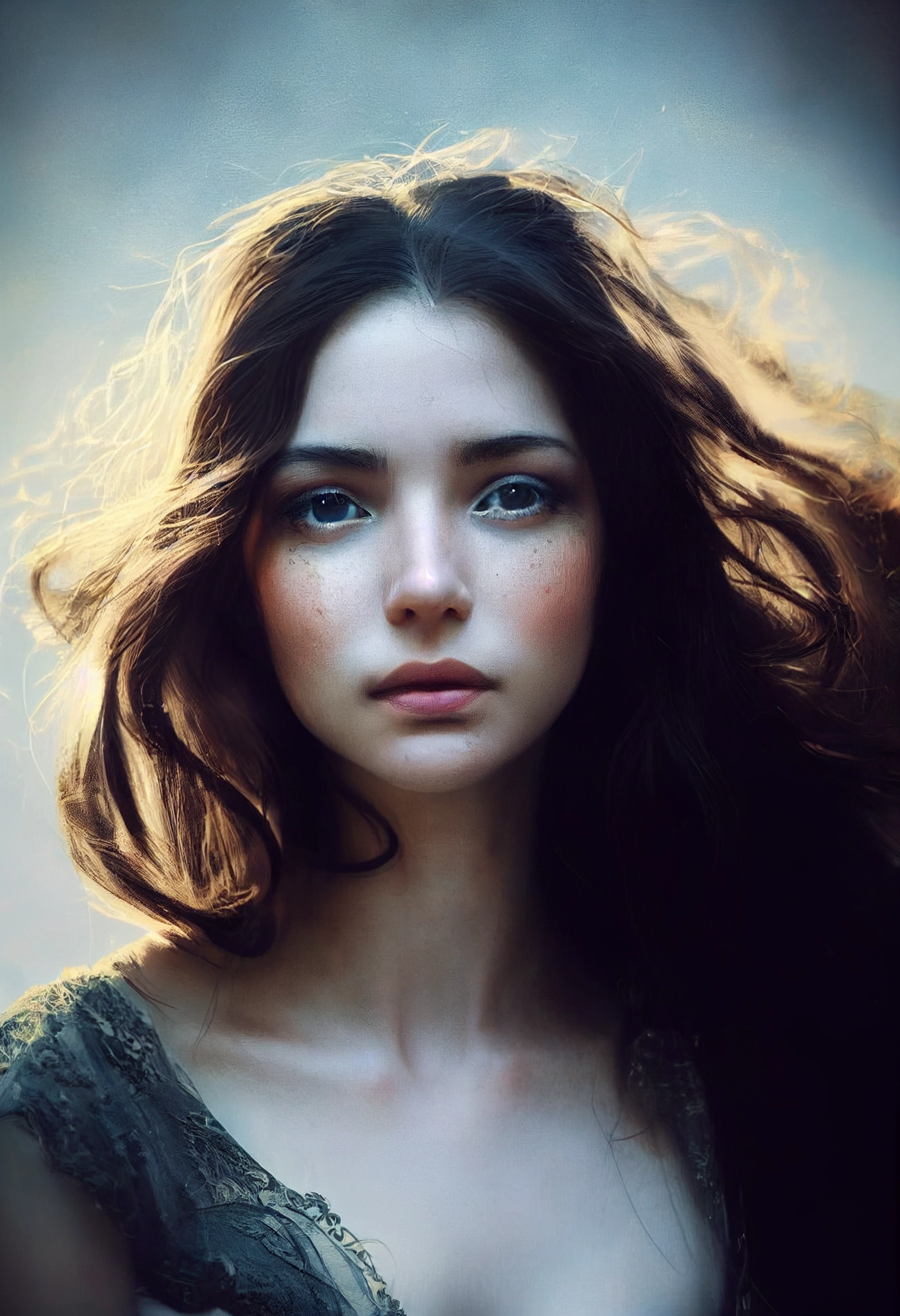 Photorealistic Chiaroscuro Portrait of Young Woman